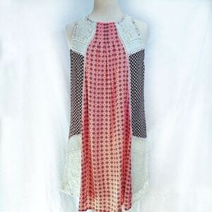 Cato Boho Patchwork Quilted & Lace Shift Dress